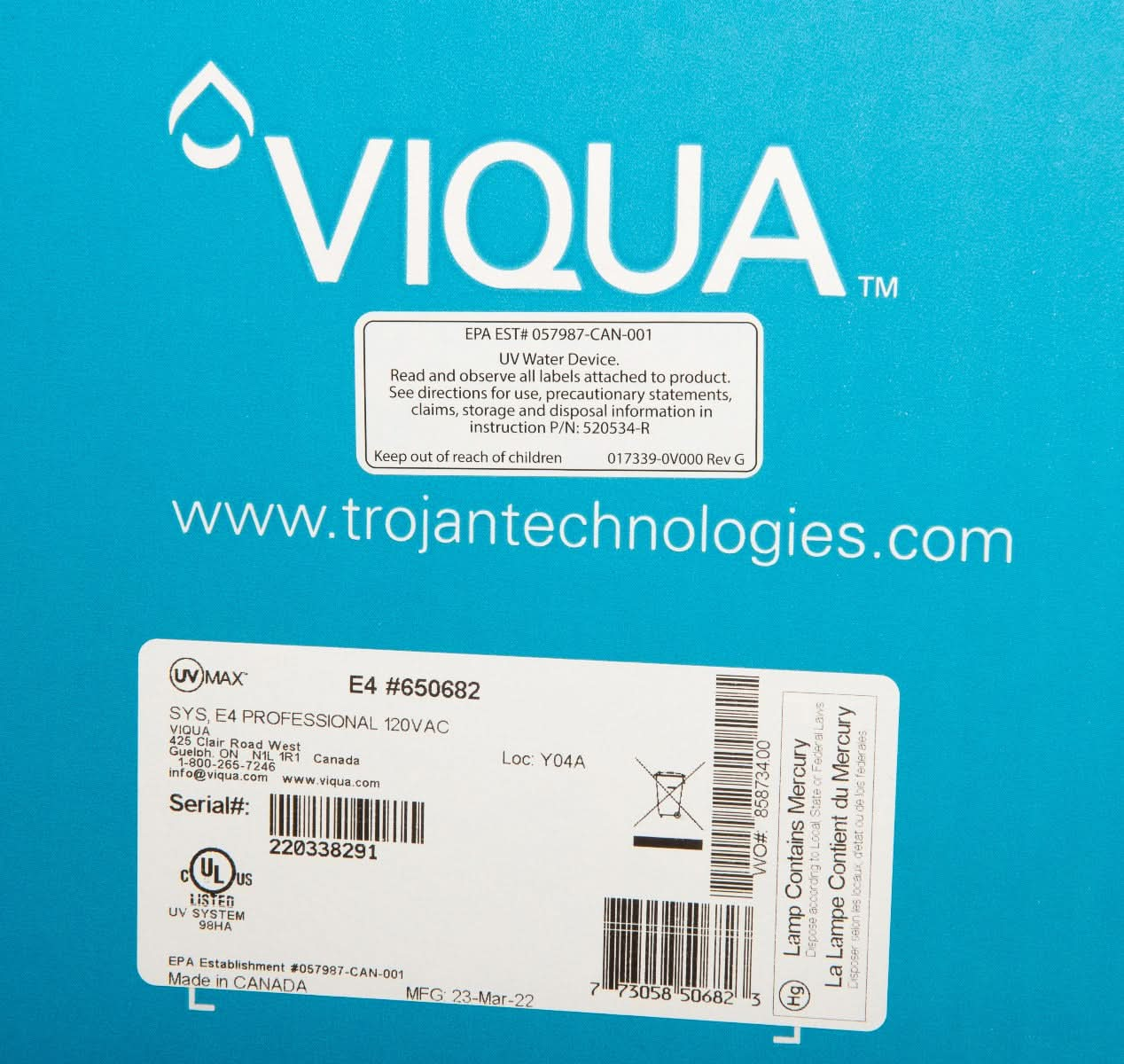 650682 E4 Professional UltraViolet Water Disinfection System by Viqua