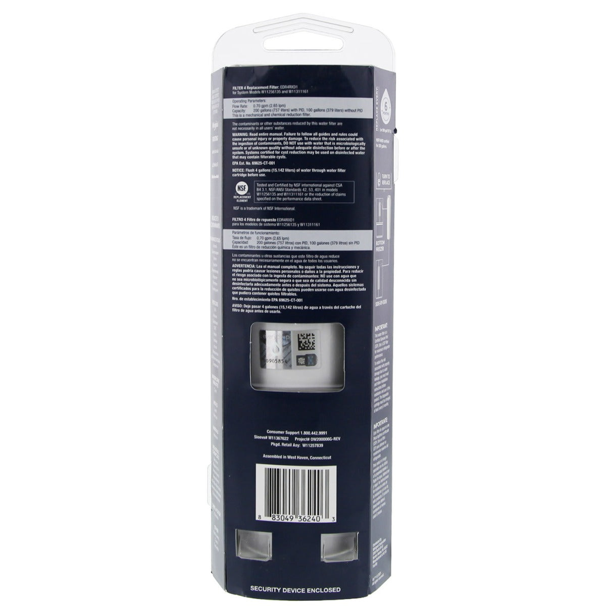 Whirlpool 4396395 and Maytag UKF8001 EveryDrop EDR4RXD1 (Filter 4) Ice and Water Refrigerator Filter