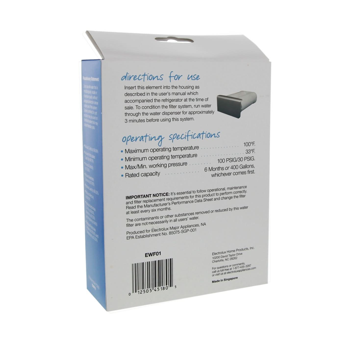 Electrolux EWF01 Pure Advantage Refrigerator Water Filter