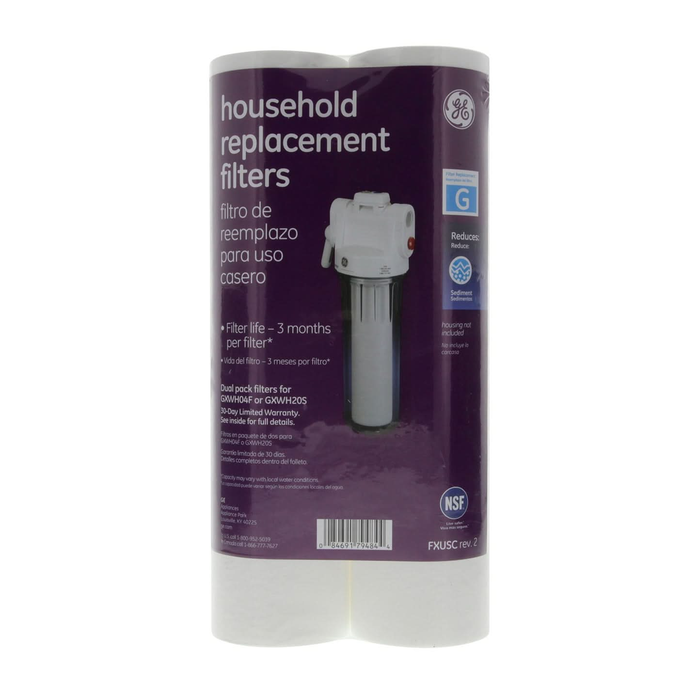 GE FXUSC Sediment Water Filter 2-Pack