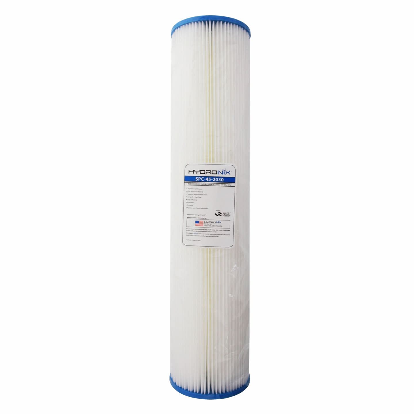 Hydronix SPC-45-2030 20-inch x 4.5-inch Pleated Sediment Water Filter 30 Micron - WaterFilters.NET