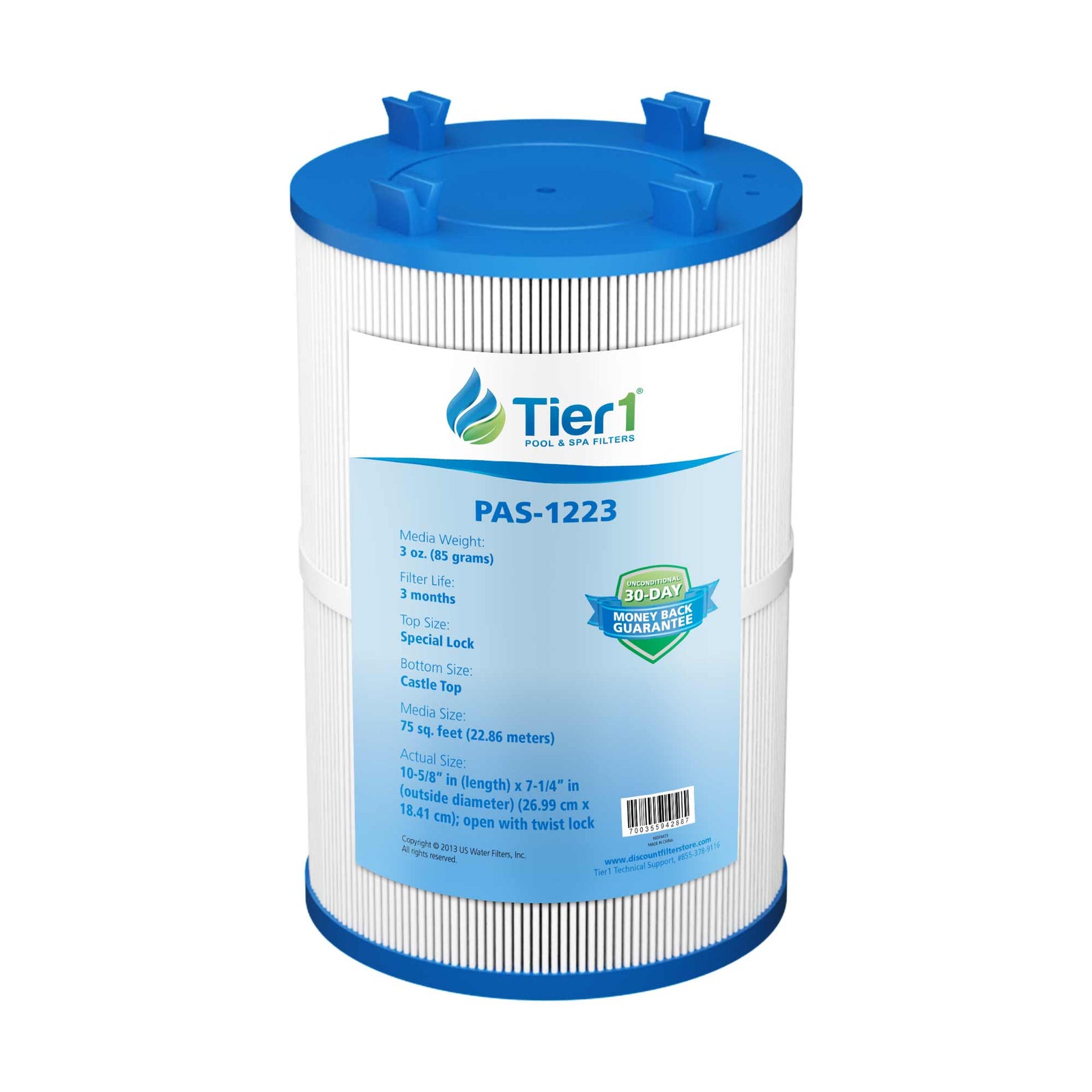 10-5/8 X 7-1/4-Inch Tier1 PAS-1223 Replacement Spa Filter For Dimension One Spas - WaterFilters.NET