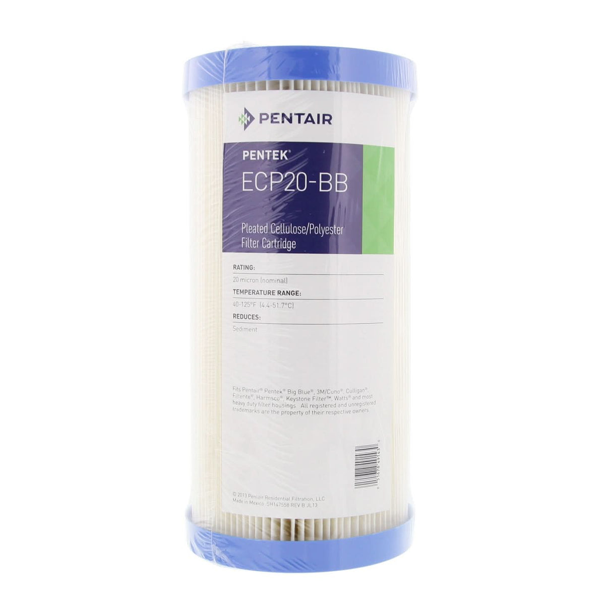 Pentek ECP20-BB Pleated Sediment Water Filter (9-3/4-inch x 4-1/2-inch) - WaterFilters.NET