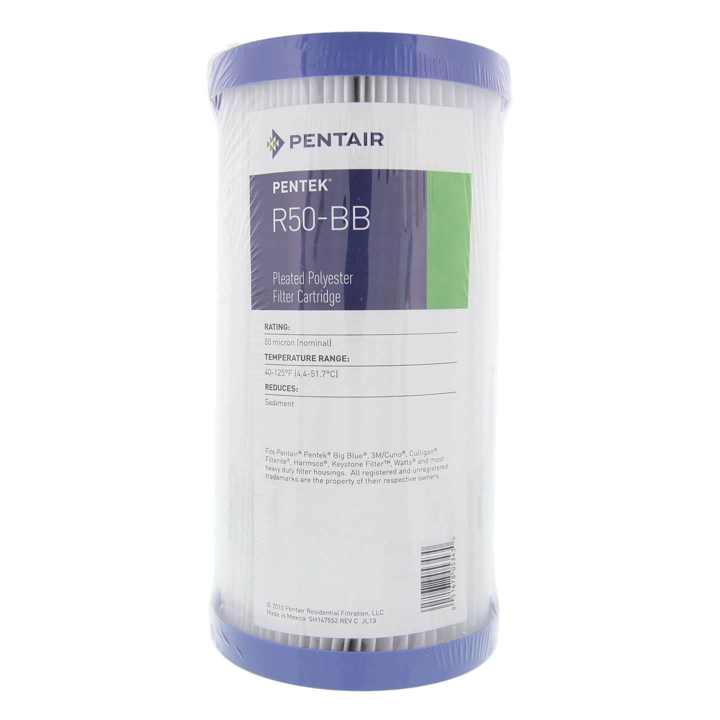 Pentek R50-BB Pleated Polyester Water Filters (9-3/4-inch x 4-1/2-inch) - WaterFilters.NET