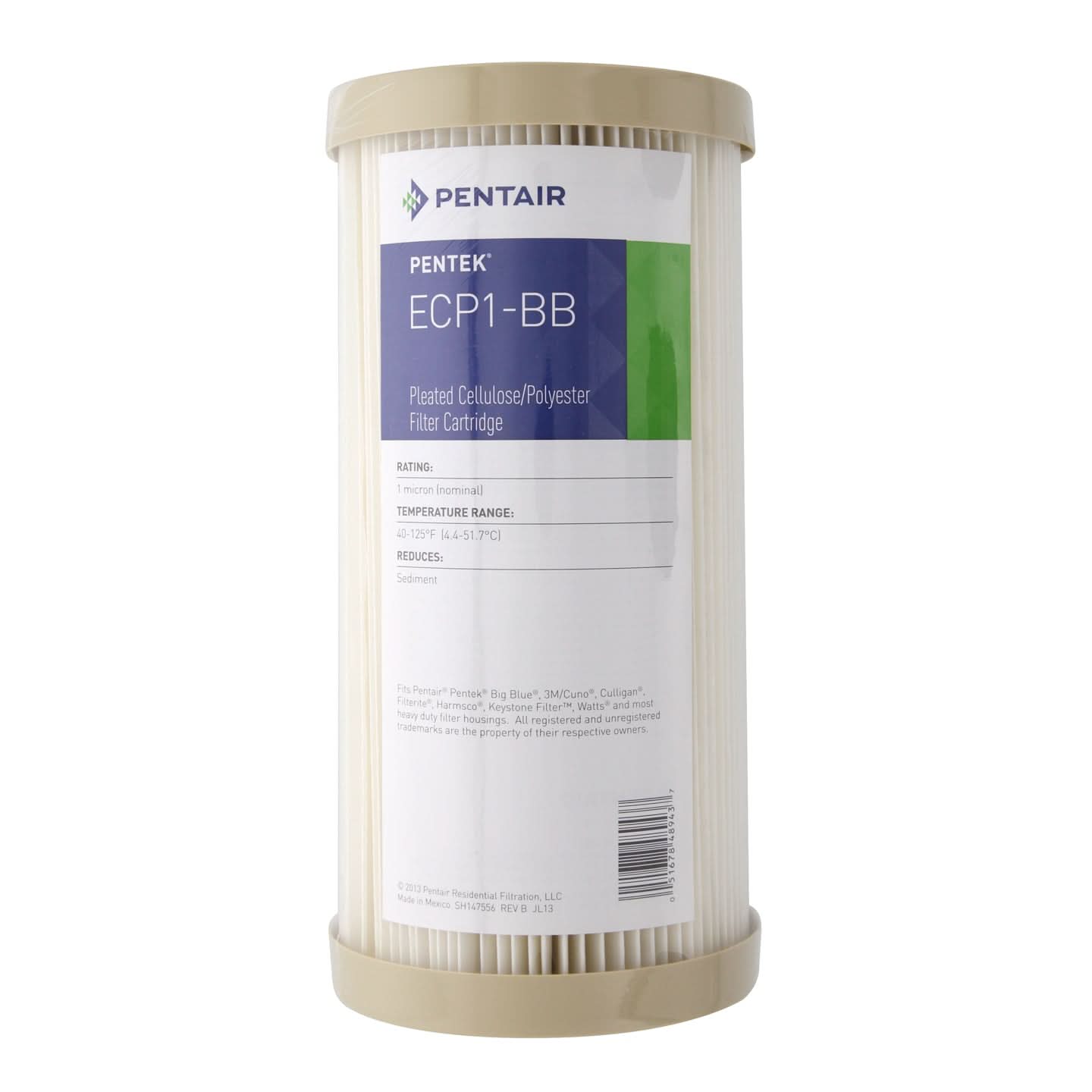 Pentek ECP1-BB Pleated Sediment Water Filters (9-3/4-inch x 4-1/2-inch) - WaterFilters.NET