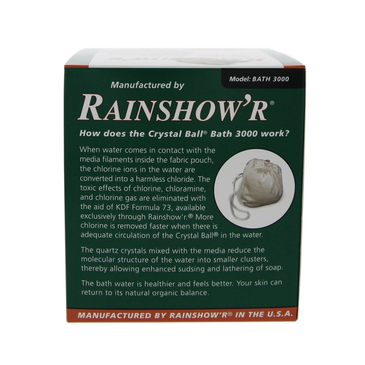 Rainshower Bath-3000 KDF Quartz Crystal Bath Water Filter Ball