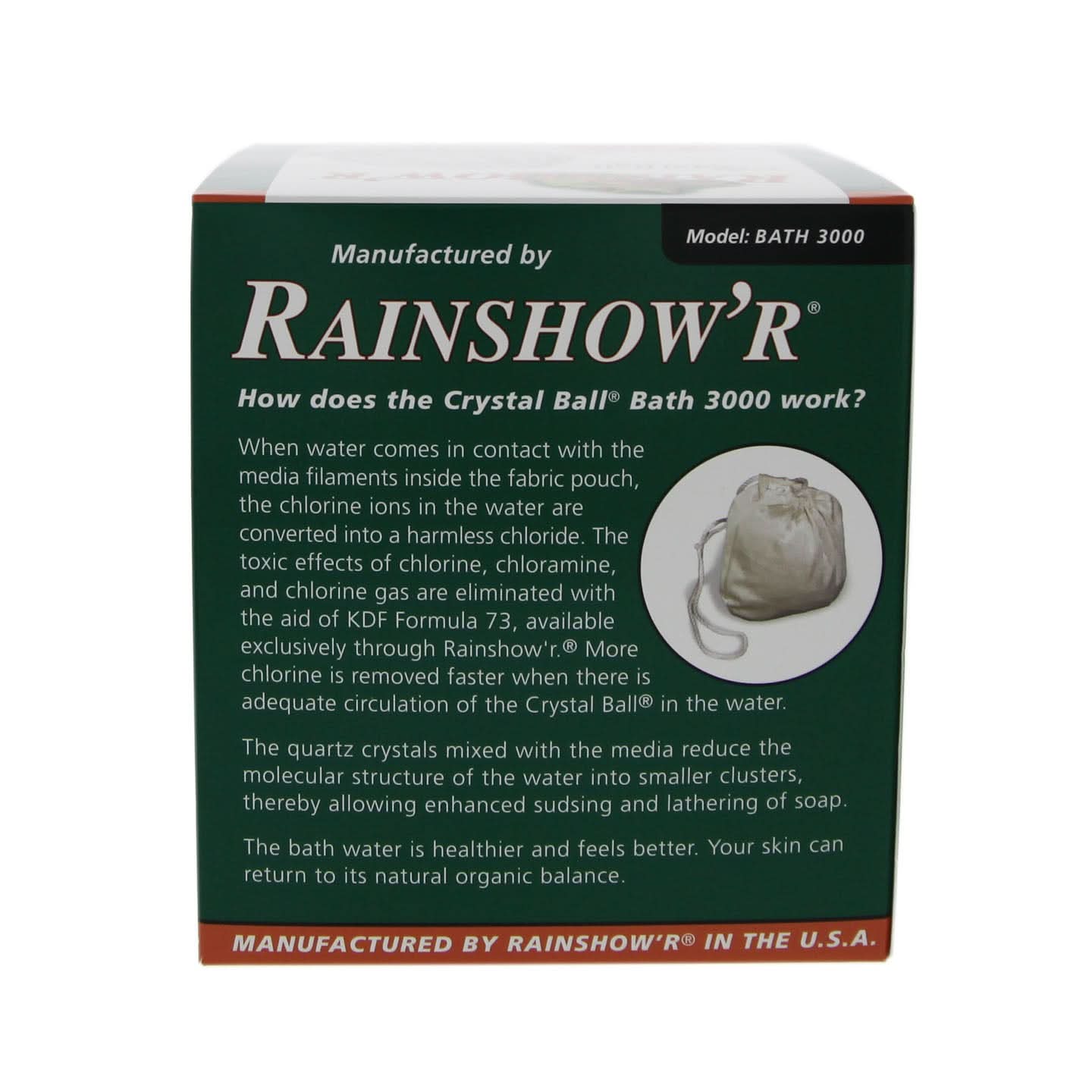 Rainshower Bath-3000 KDF Quartz Crystal Bath Water Filter Ball