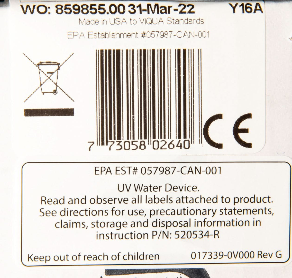 S330RL Water Disinfection System UV Lamp by Viqua - WaterFilters.NET