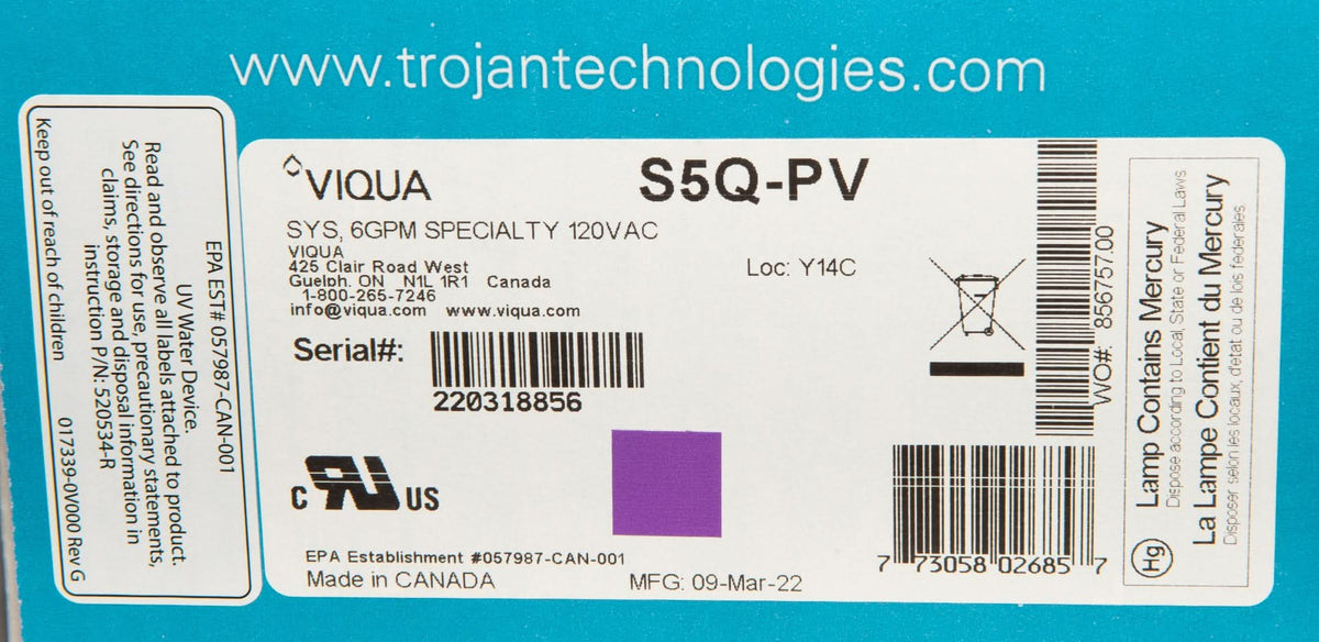 S5Q-PV Specialty UltraViolet Water Disinfection System by Viqua - WaterFilters.NET
