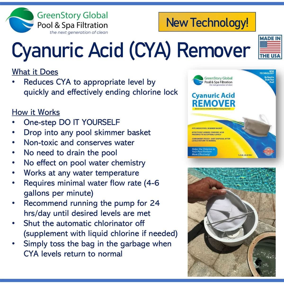 1.5 LB GreenStory Global Cyanuric Acid CYA Remover GSG-CYA-1.5 - WaterFilters.NET