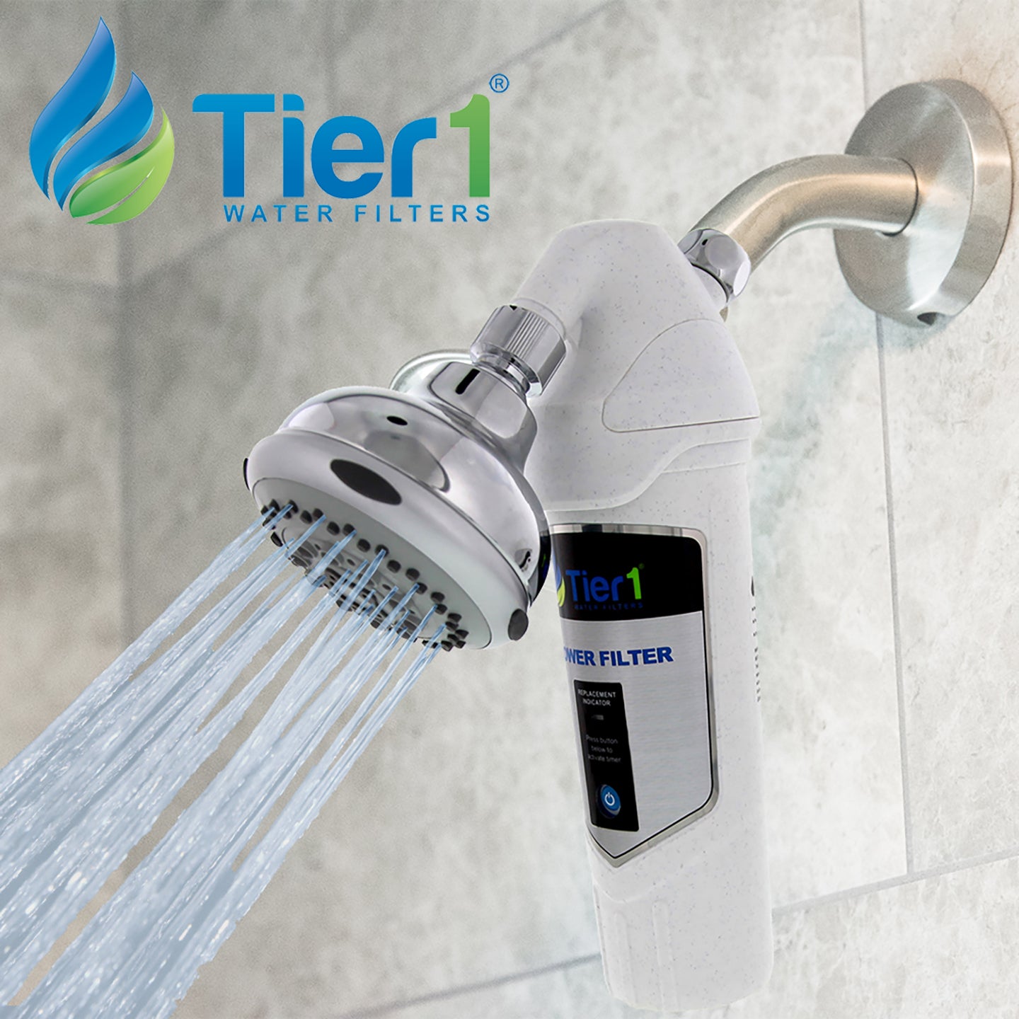 Tier1 SF-7000 Shower Filter System with Chrome Shower Head