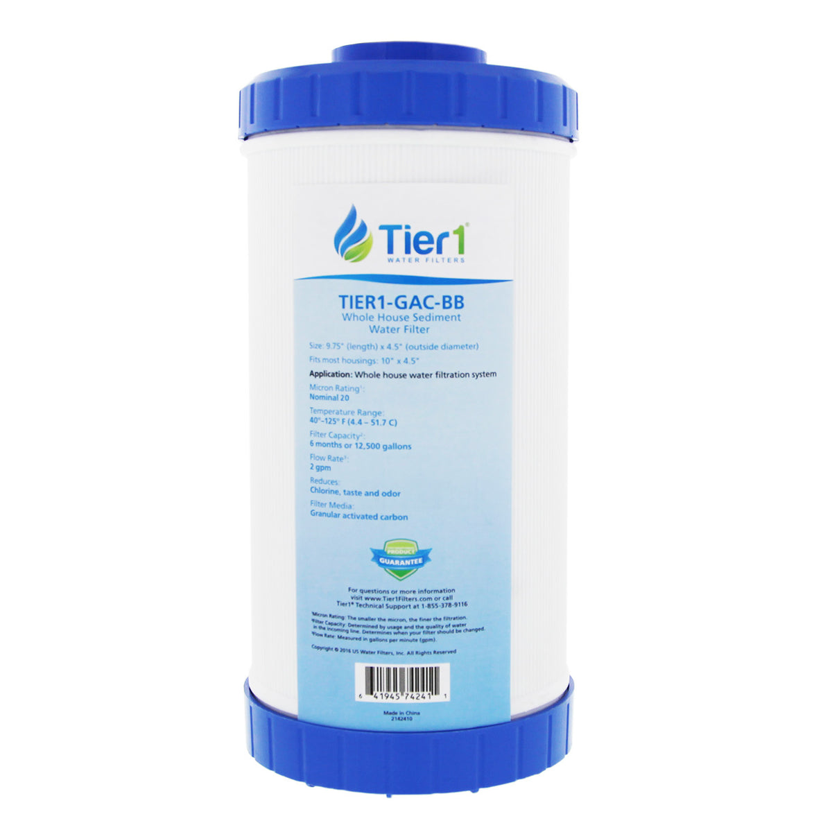 10 X 4.5 Granular Activated Carbon Replacement Filter (Label and Front View)