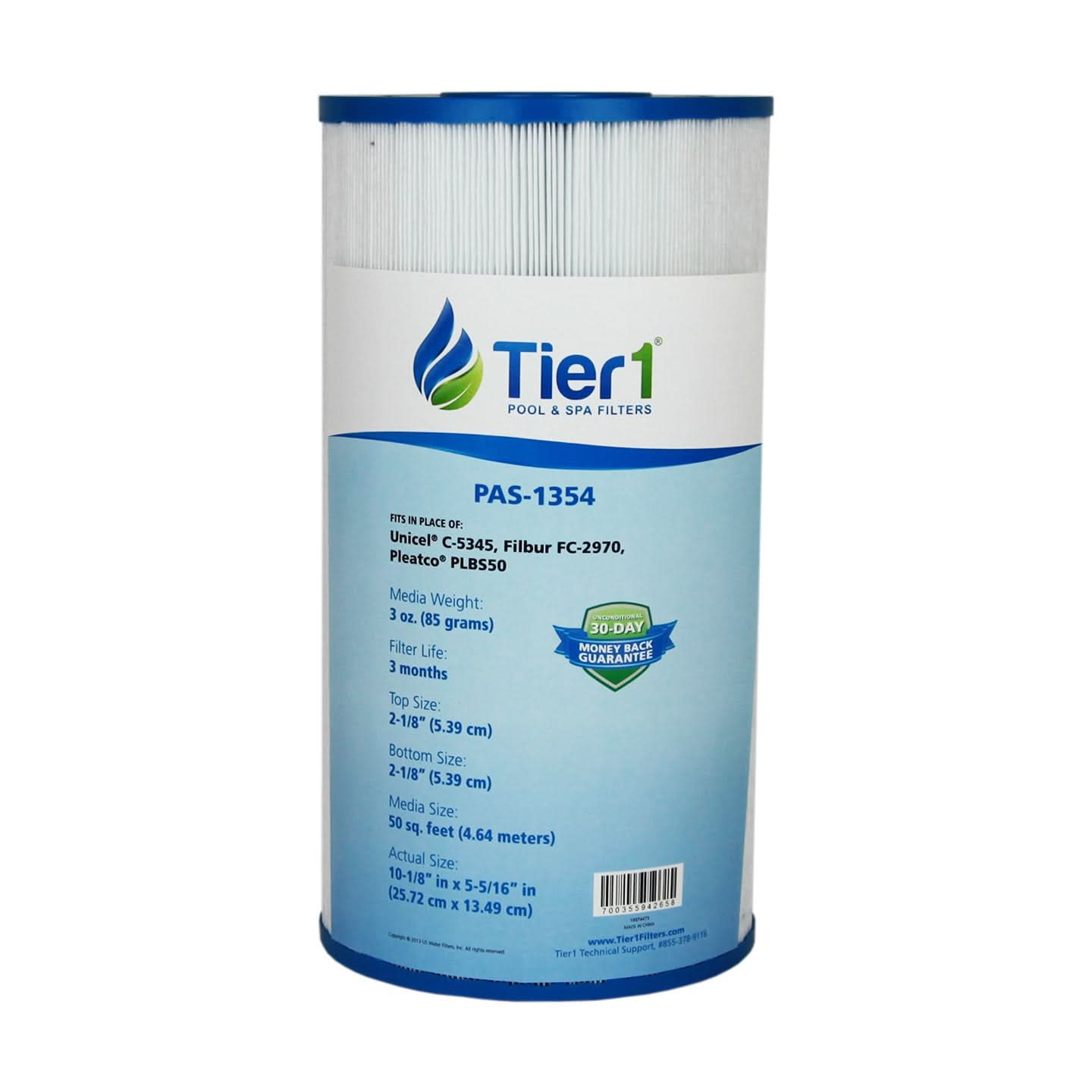 TIER1 PAS-1354 5 5/16-inch Diameter By 10 1/8-inch Length Filter - WaterFilters.NET