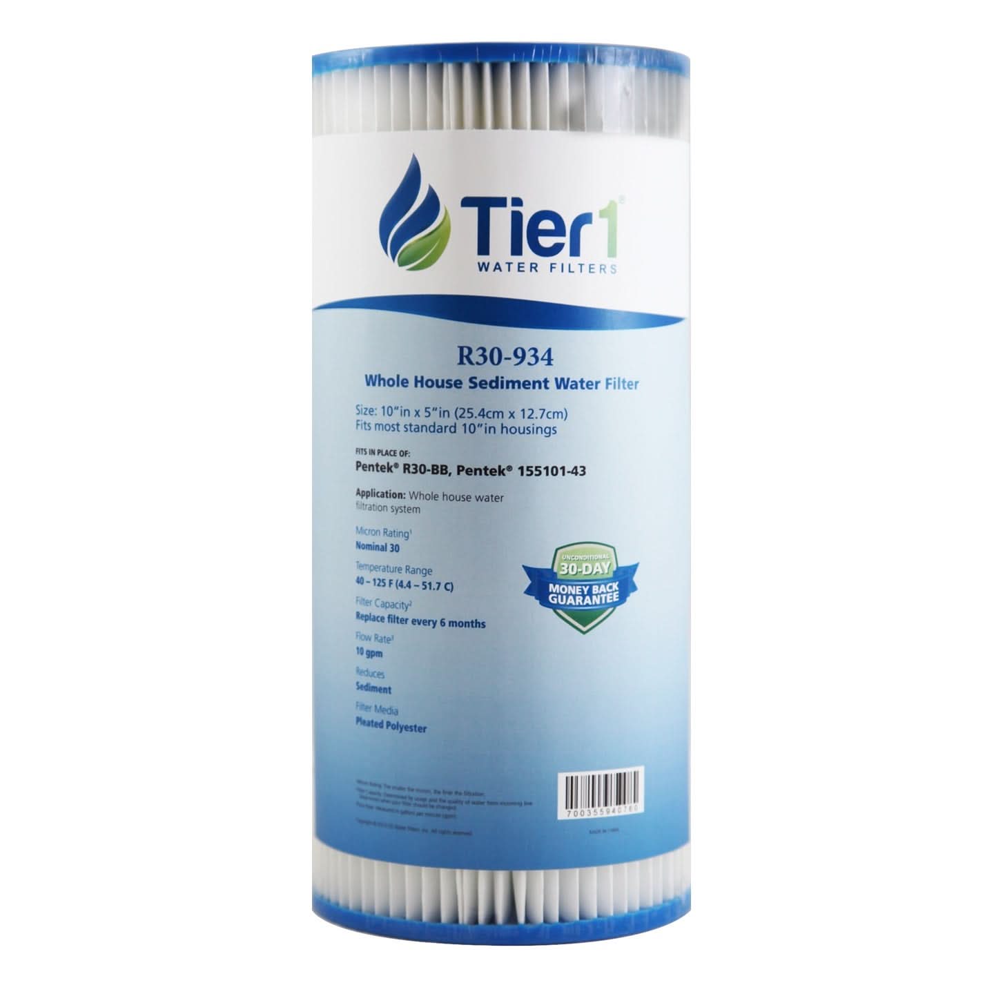 10 X 4.5 Polypropylene Replacement Filter by Tier1 (30 micron) - WaterFilters.NET