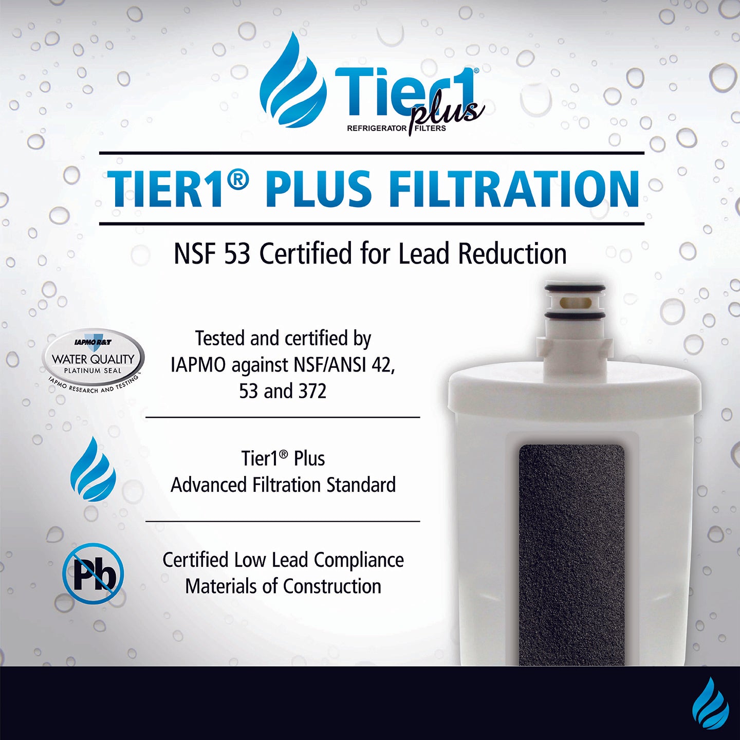 5231JA2002A / LT500P LG Comparable Tier1 Plus Refrigerator Water Filter Replacement (Tier1 Plus Filtration)
