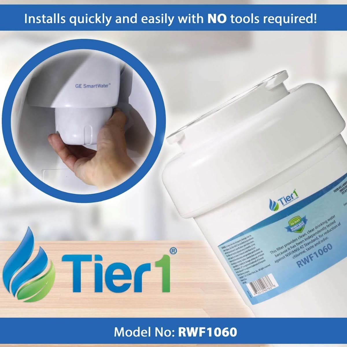 Tier1 GE MWF SmartWater Refrigerator Water Filter Replacement - WaterFilters.NET