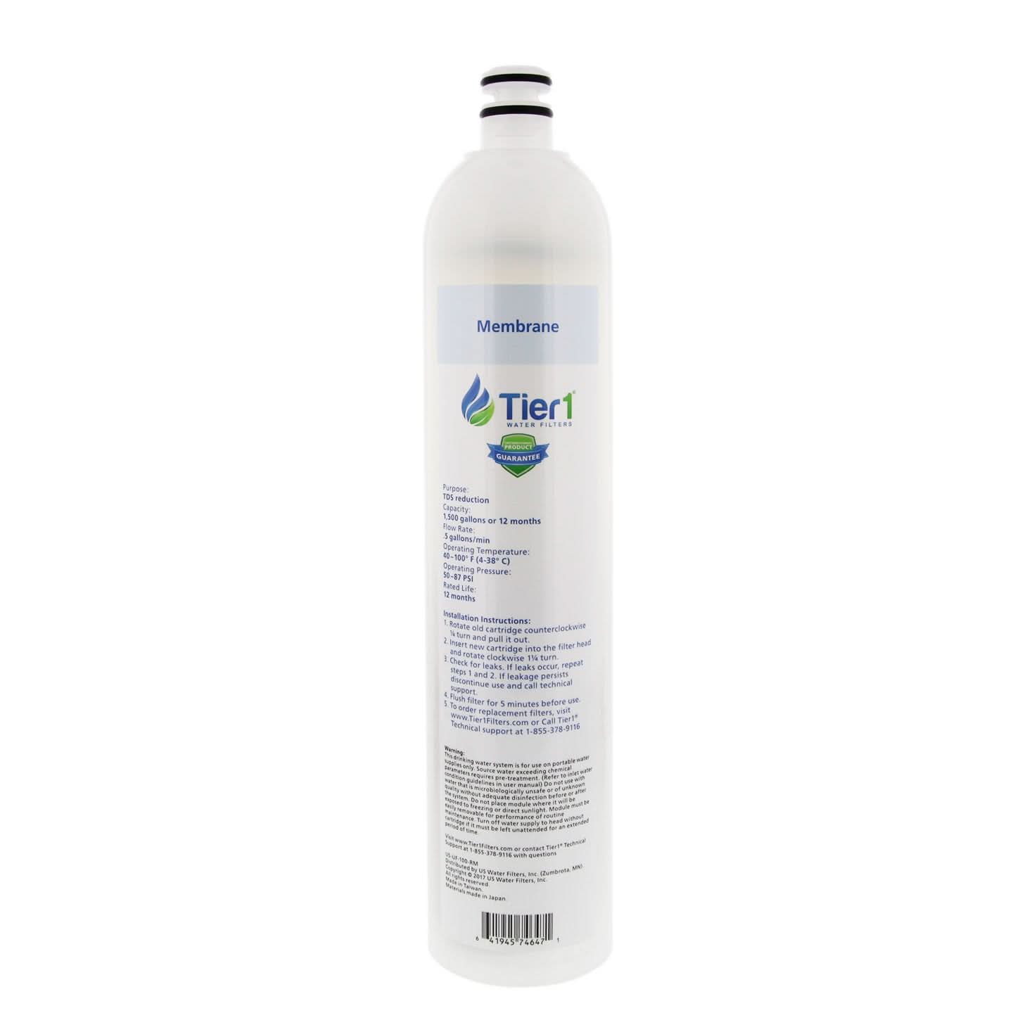 Tier1 US-UF-100-RM 4-Stage Ultra-Filtration Hollow Fiber Drinking Water System Replacement Membrane - WaterFilters.NET
