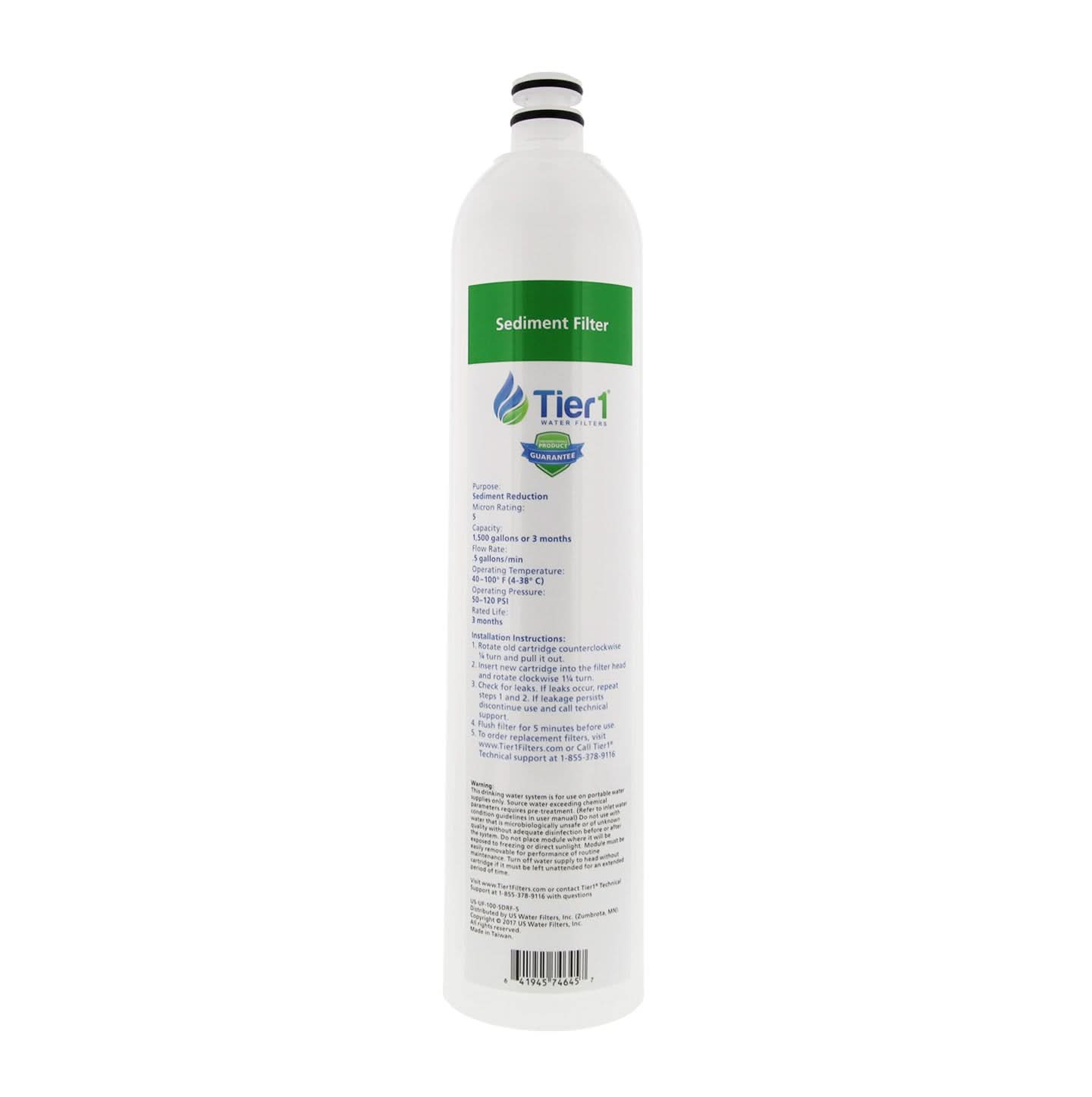 Tier1 US-UF-100-SDRF-5 4-Stage Ultra-Filtration Hollow Fiber Drinking Water System Replacement Sediment Filter (5 Micron) - WaterFilters.NET
