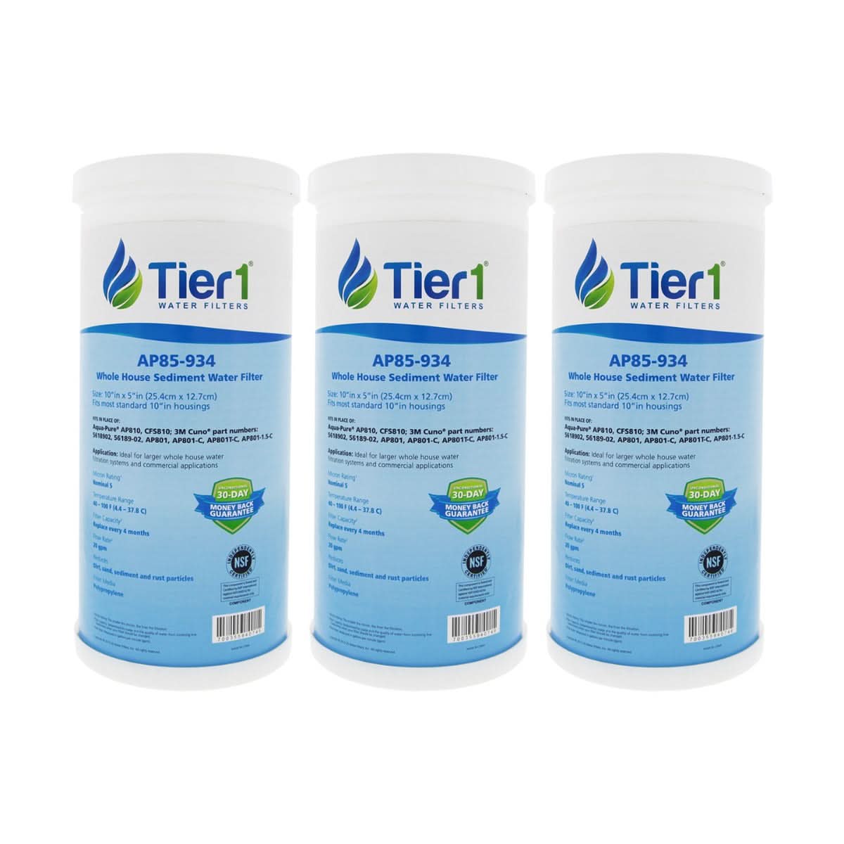 10 X 4.5 Spun Wound Polypropylene Replacement Filter by Tier1 (5 micron) - WaterFilters.NET