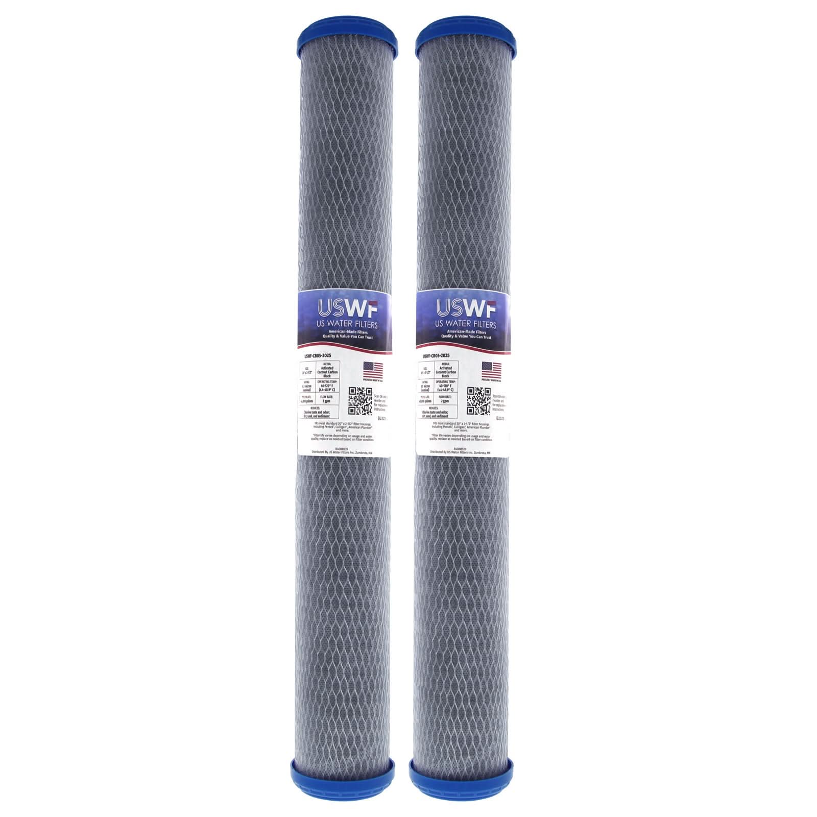 Coconut Carbon Block Filter by USWF 0.5 Micron 20"x2.5" - WaterFilters.NET
