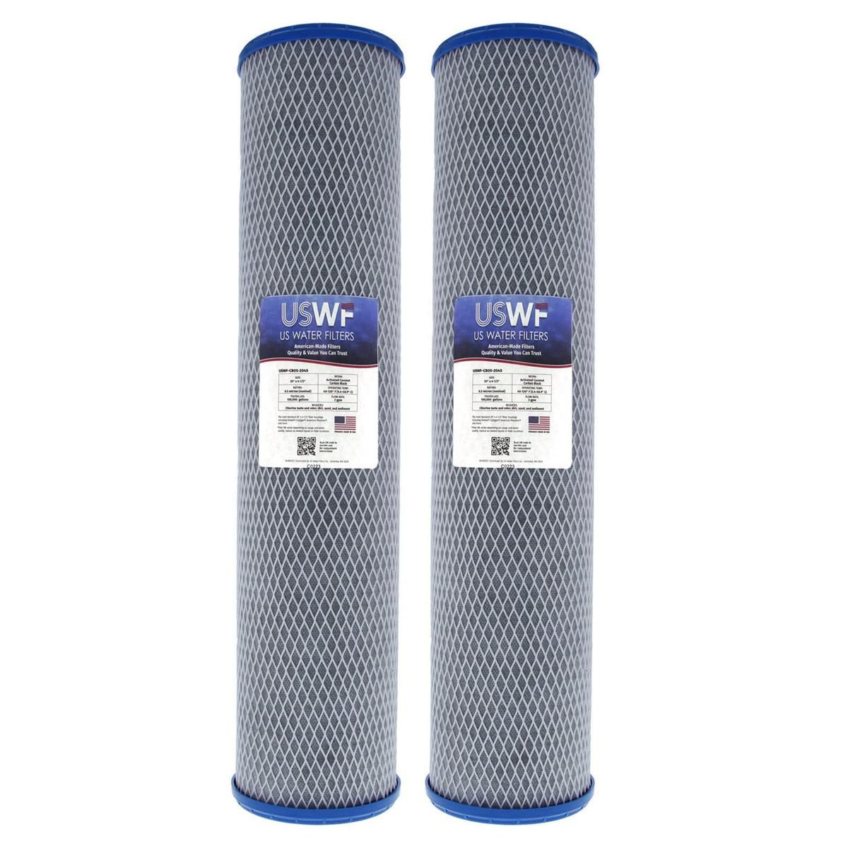 Coconut Carbon Block Filter by USWF 0.5 Micron 20"x4.5" - WaterFilters.NET