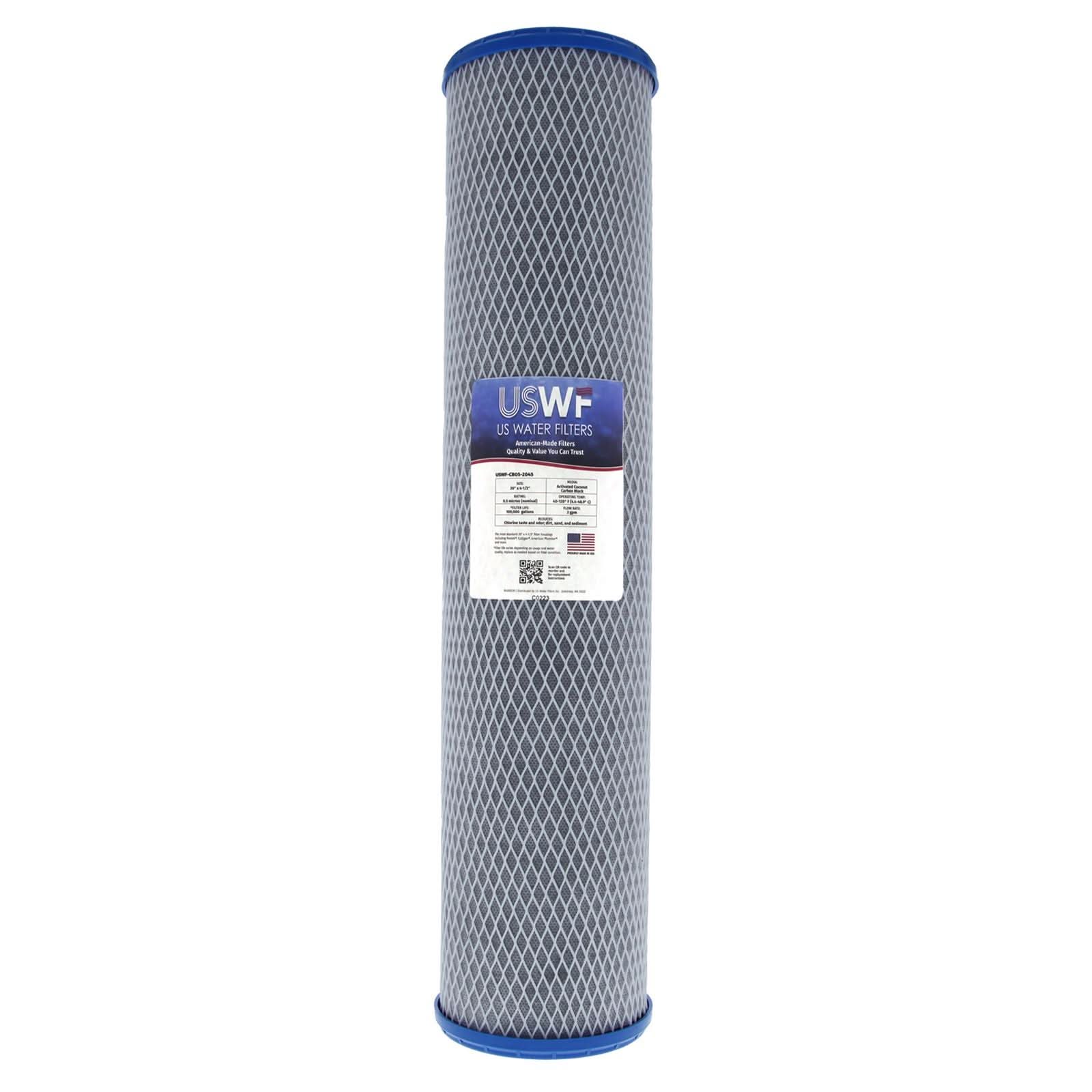 Coconut Carbon Block Filter by USWF 0.5 Micron 20"x4.5" - WaterFilters.NET