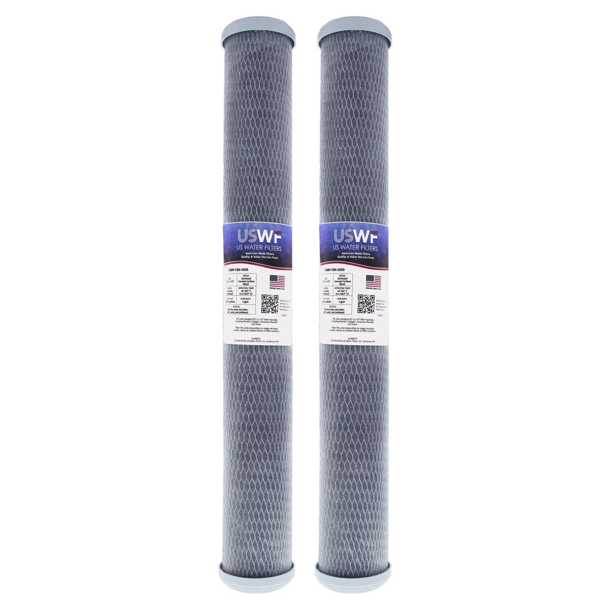 Coconut Carbon Block Filter by USWF 5 Micron 20"x2.5" - WaterFilters.NET