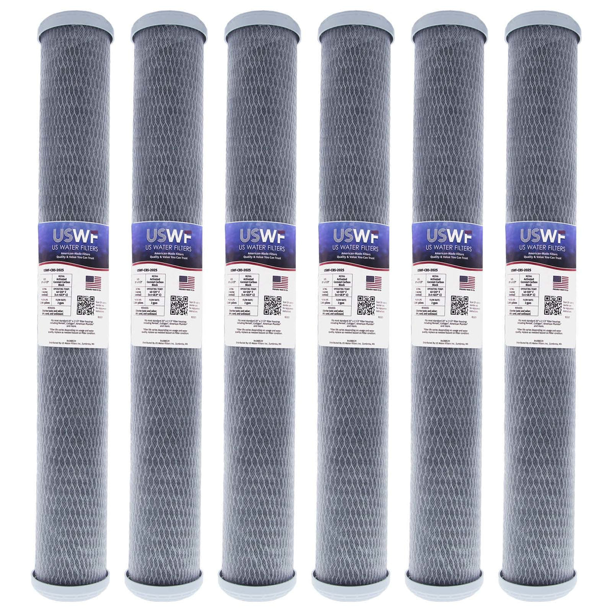 Coconut Carbon Block Filter by USWF 5 Micron 20"x2.5" - WaterFilters.NET