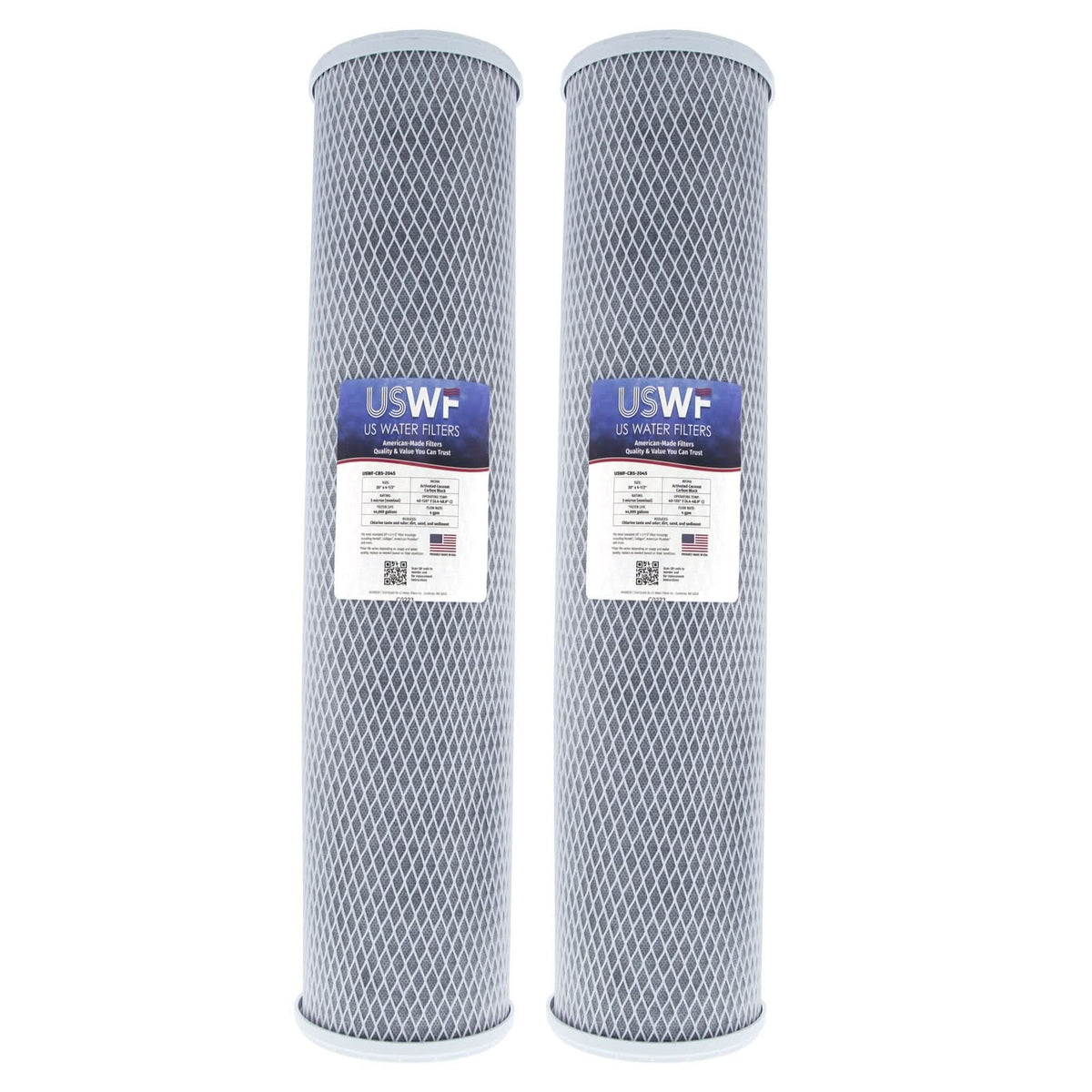 Coconut Carbon Block Filter by USWF 5 Micron 20"x4.5" - WaterFilters.NET