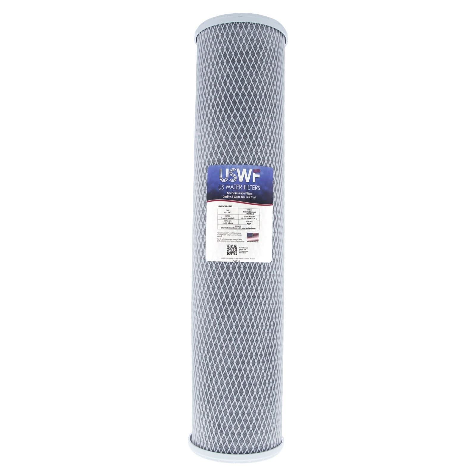 Coconut Carbon Block Filter by USWF 5 Micron 20"x4.5" - WaterFilters.NET