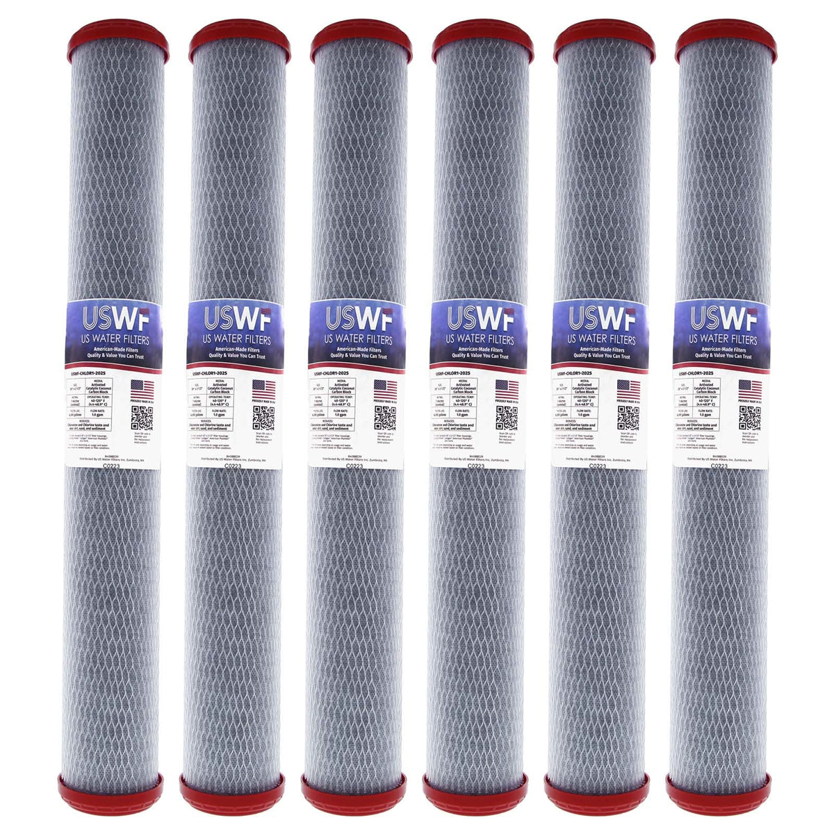 Chloramine Reducing Filter by USWF Catalytic Carbon Block 1 Micron 20"x2.5" - WaterFilters.NET