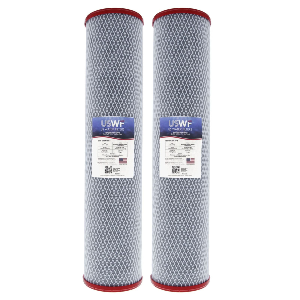 Chloramine Reducing Filter by USWF Catalytic Carbon Block 1 Micron 20"x4.5" - WaterFilters.NET