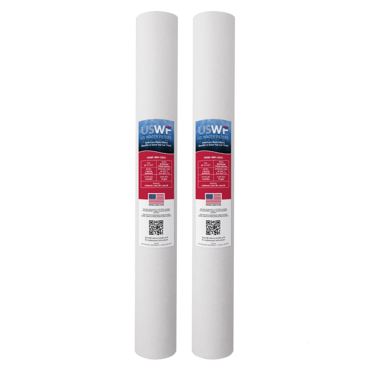 1 Micron Melt Blown Sediment Filter by USWF 20"x2.5" - WaterFilters.NET