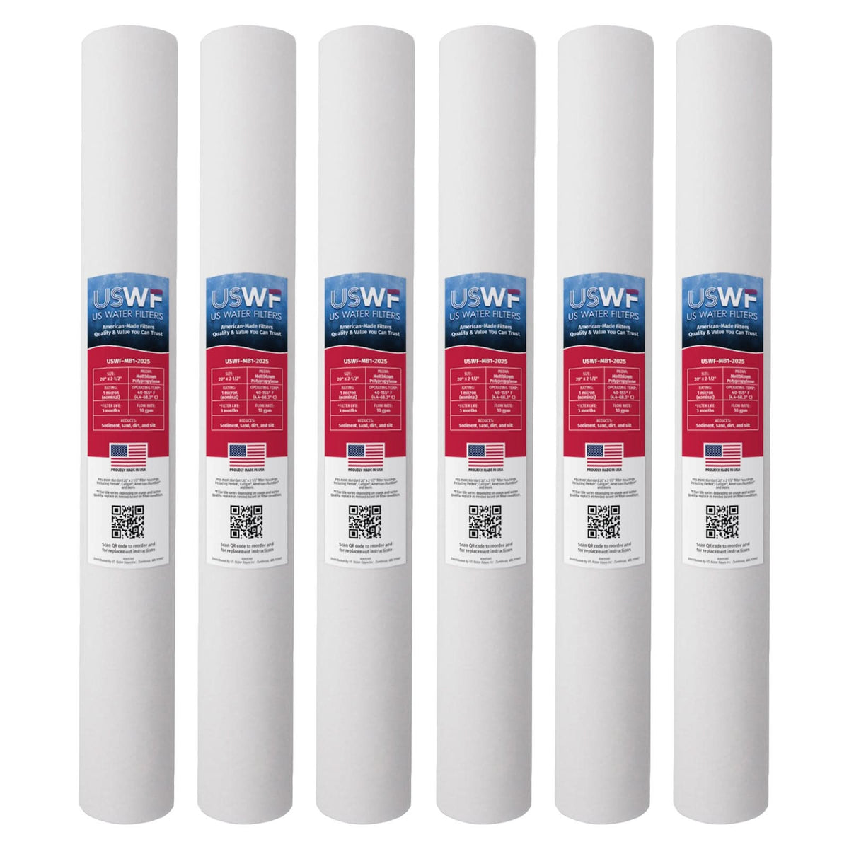 1 Micron Melt Blown Sediment Filter by USWF 20"x2.5" - WaterFilters.NET