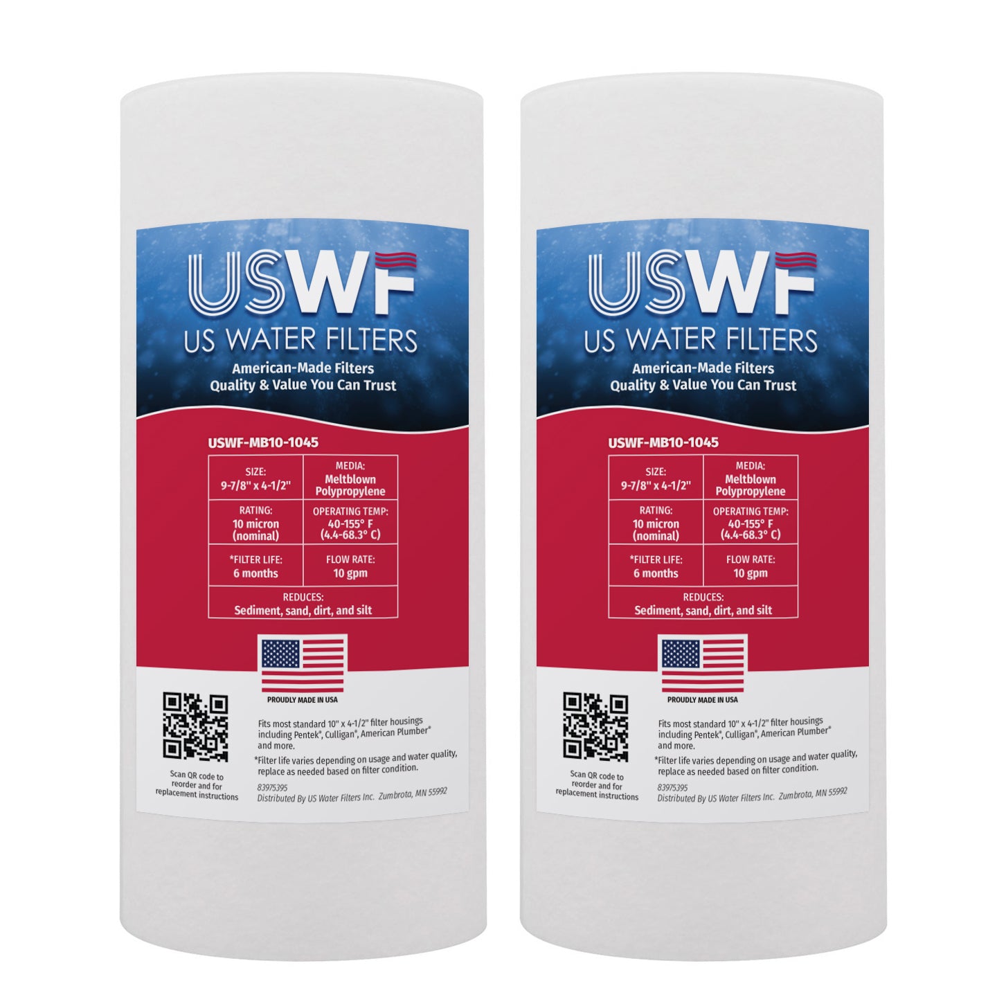 10 Micron Melt Blown Sediment Filter by USWF 10"x4.5"