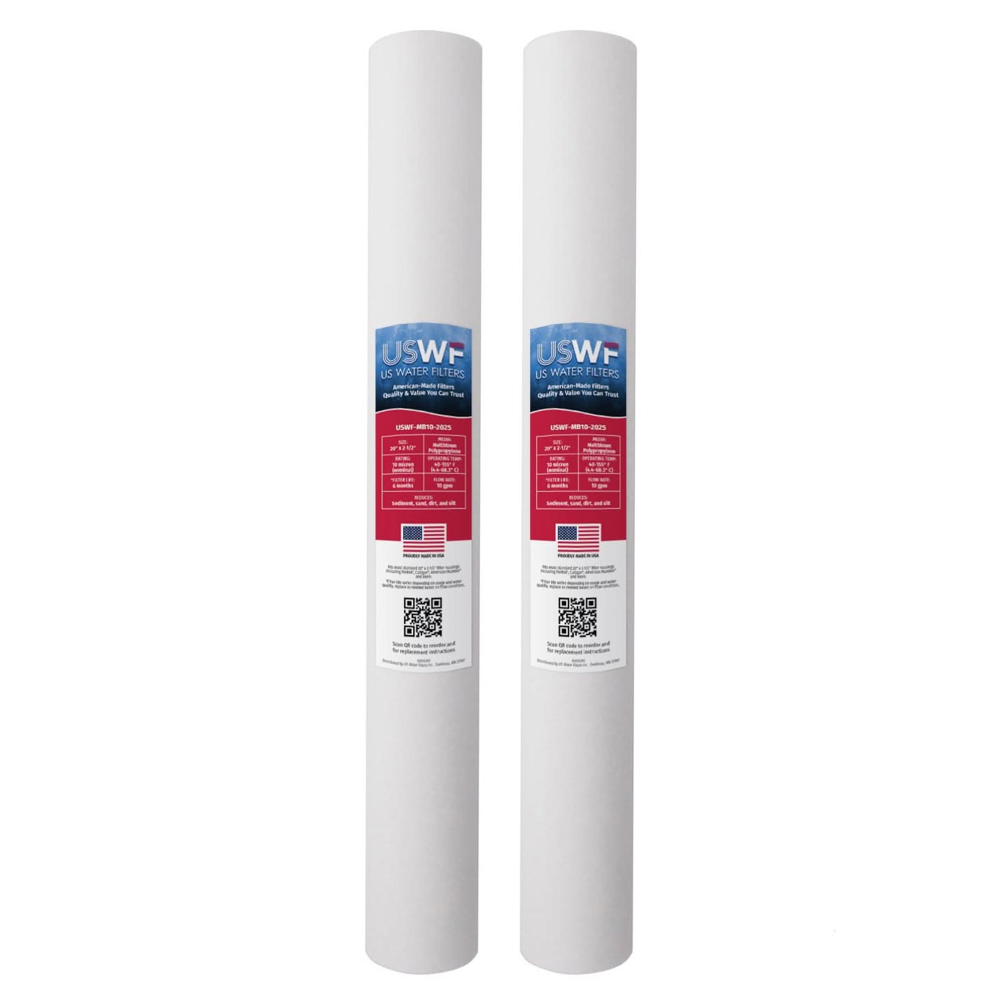 10 Micron Melt Blown Sediment Filter by USWF 20"x2.5" - WaterFilters.NET