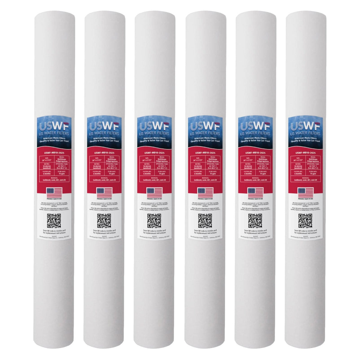 10 Micron Melt Blown Sediment Filter by USWF 20"x2.5" - WaterFilters.NET