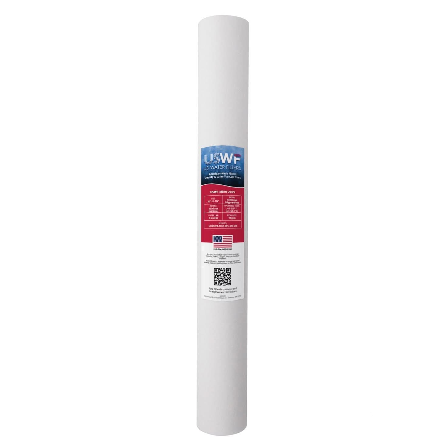 10 Micron Melt Blown Sediment Filter by USWF 20"x2.5" - WaterFilters.NET