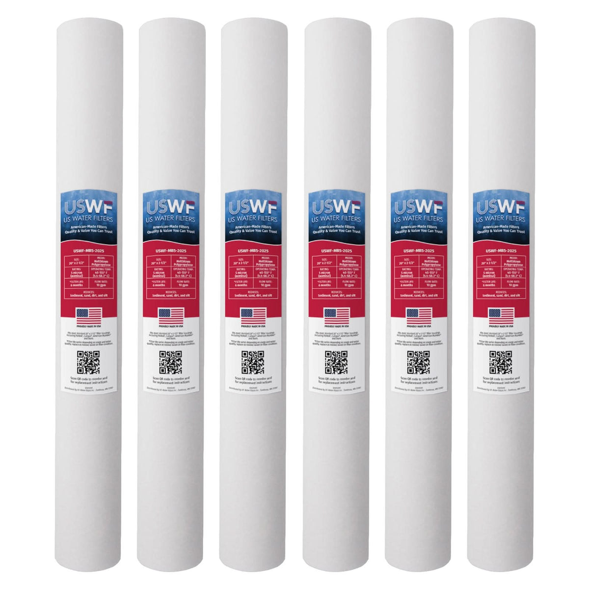 5 Micron Melt Blown Sediment Filter by USWF 20"x2.5" - WaterFilters.NET