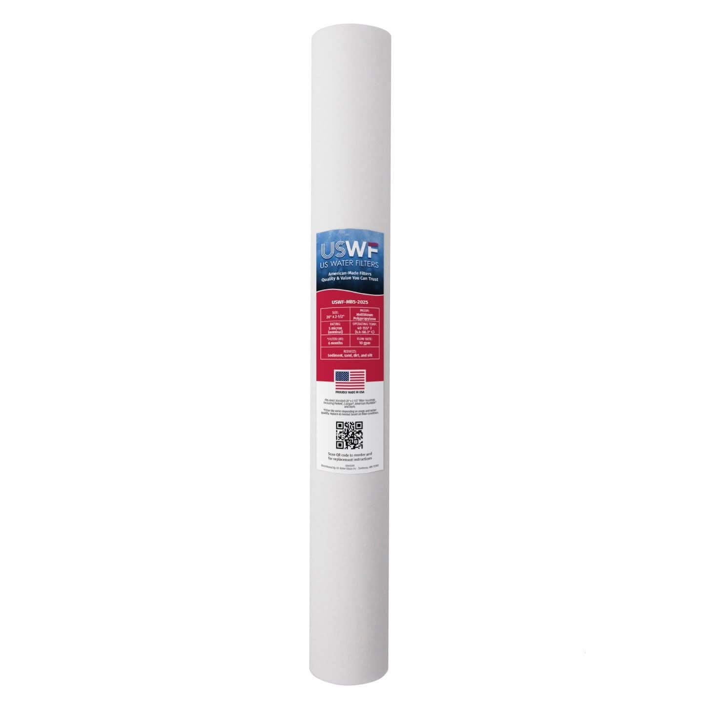 5 Micron Melt Blown Sediment Filter by USWF 20"x2.5" - WaterFilters.NET