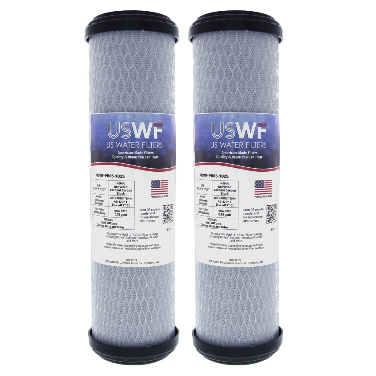 Lead Reducing Carbon Block Filter by USWF 0.5 Micron 10"x2.5" - WaterFilters.NET