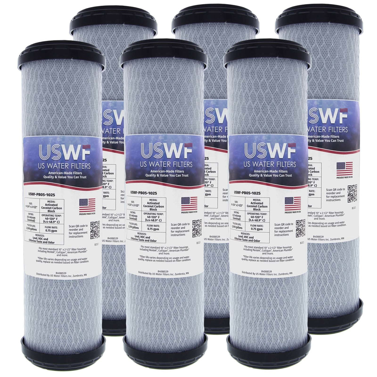 Lead Reducing Carbon Block Filter by USWF 0.5 Micron 10"x2.5" - WaterFilters.NET