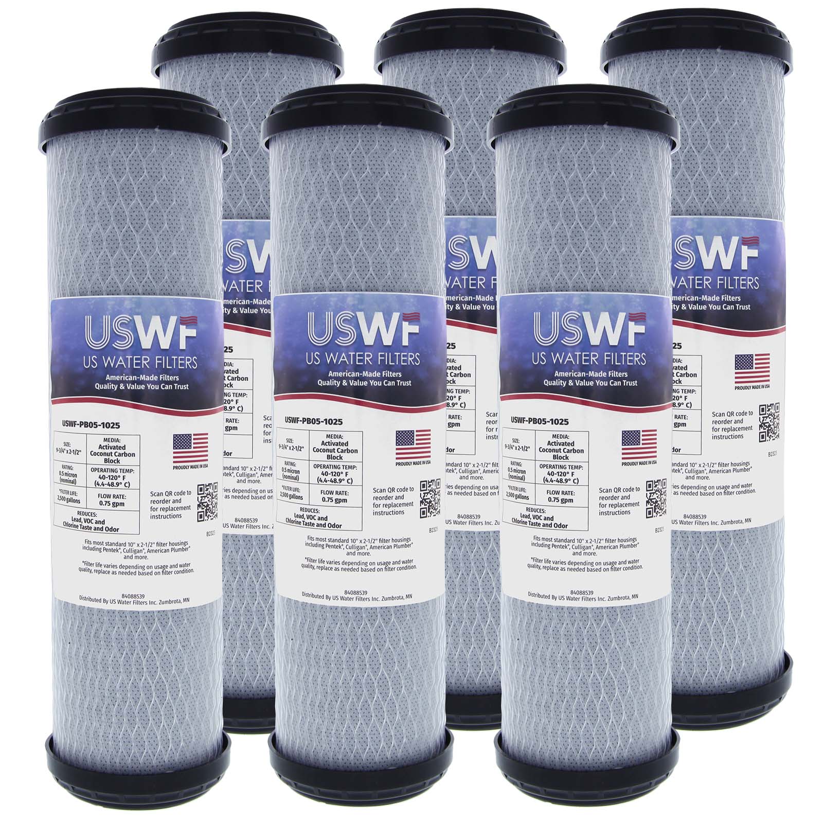 Lead Reducing Carbon Block Filter by USWF 0.5 Micron 10"x2.5"