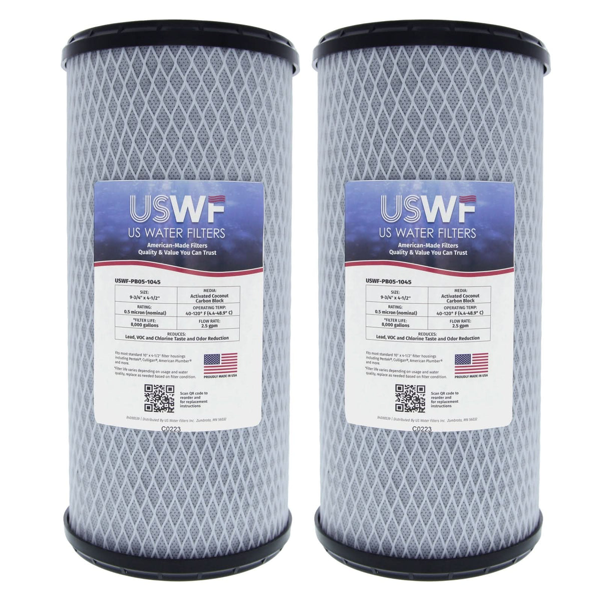Lead Reducing Carbon Block Filter by USWF 0.5 Micron 10"x4.5" - WaterFilters.NET