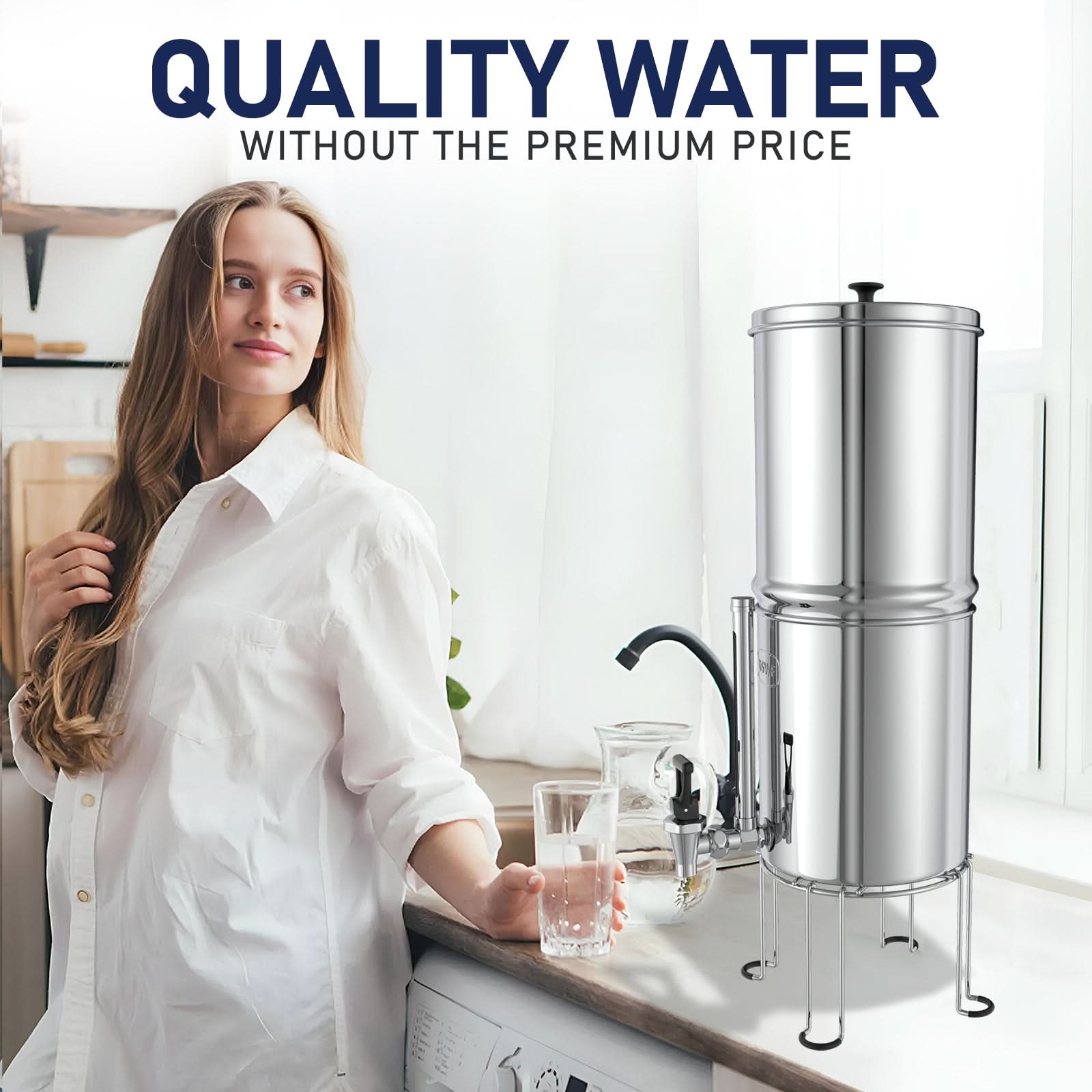 USWF 2.25 Gallon Stainless Steel Gravity Fed Filter System With Fluoride Filtration - WaterFilters.NET