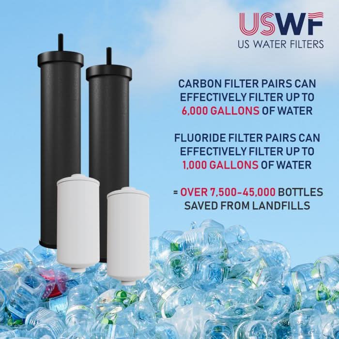 USWF Gravity Filter Elements Combo Pack, Black Carbon And Fluoride Filtration Elements - WaterFilters.NET