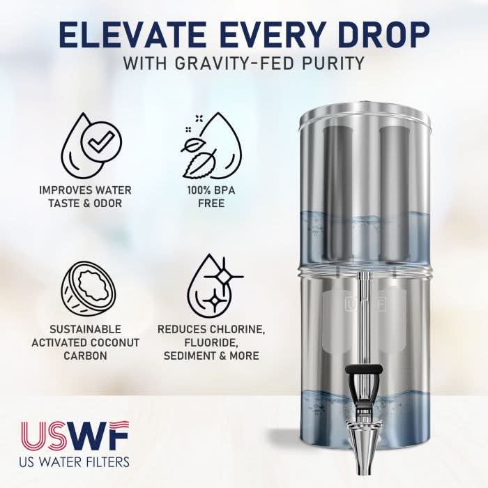 USWF Gravity Filter Elements Combo Pack, Black Carbon And Fluoride Filtration Elements - WaterFilters.NET