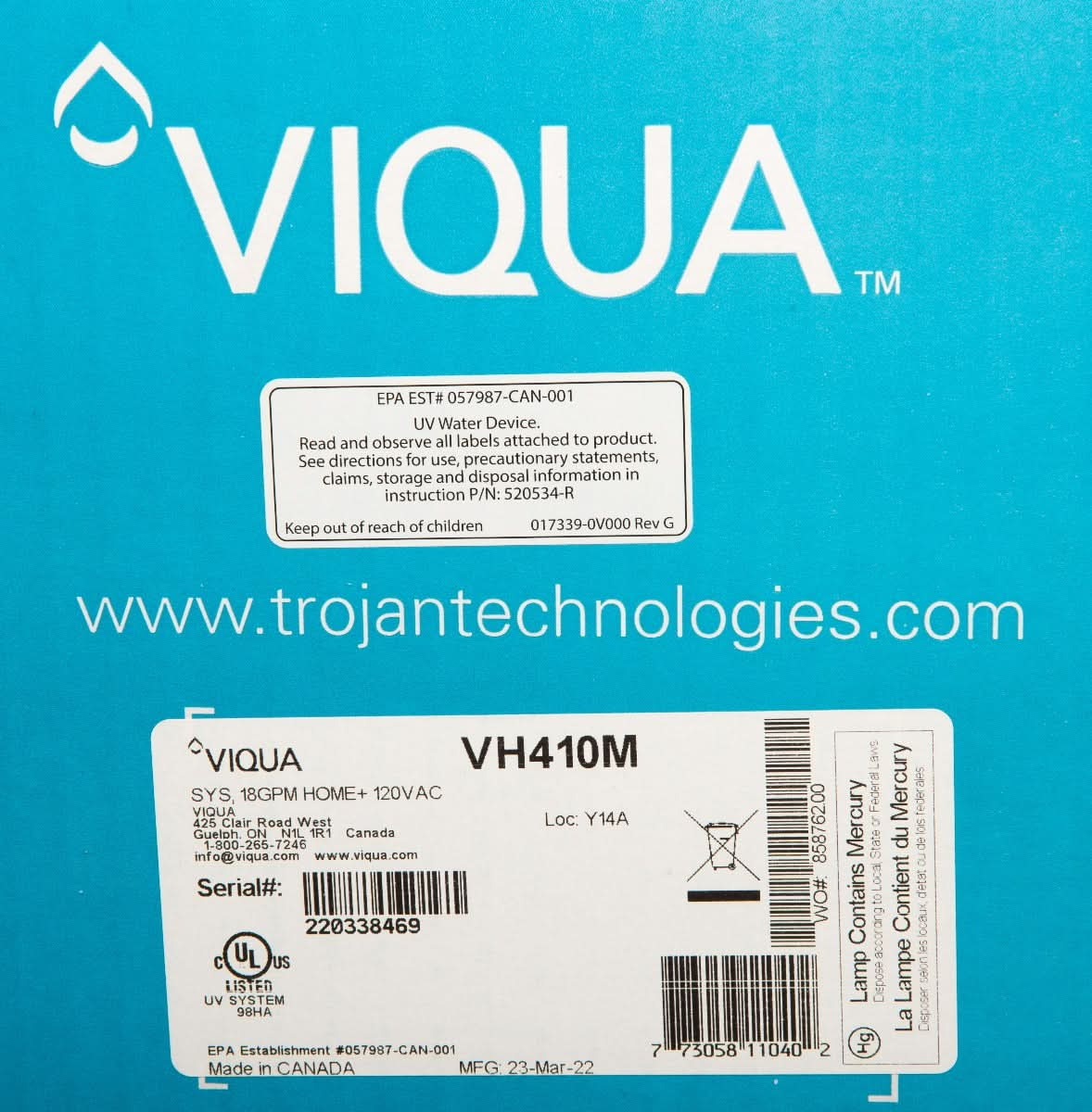 VH410M UltraViolet Water Disinfection System by Viqua