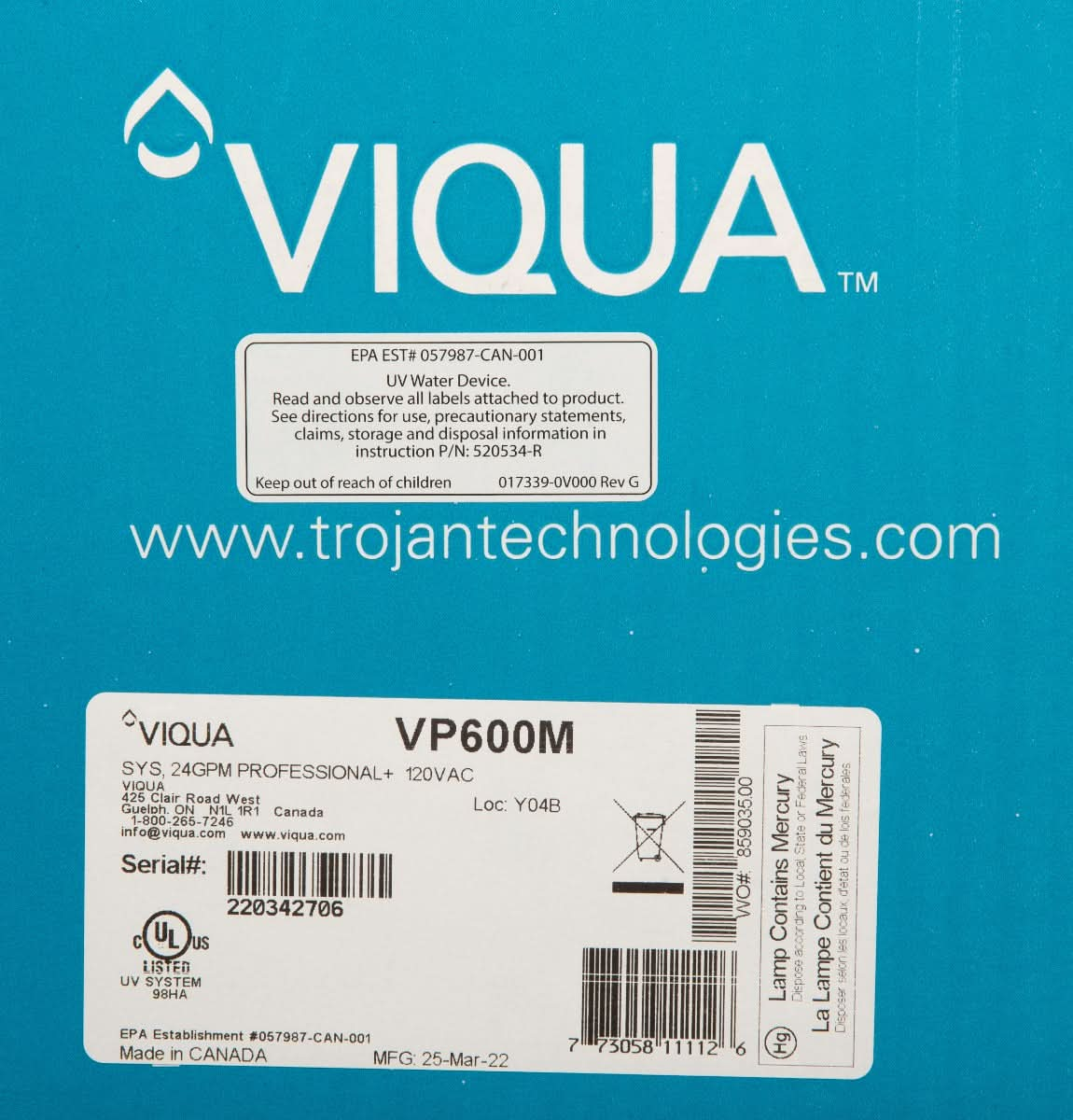 Viqua VP600M Pro.UV Water Disinfection System