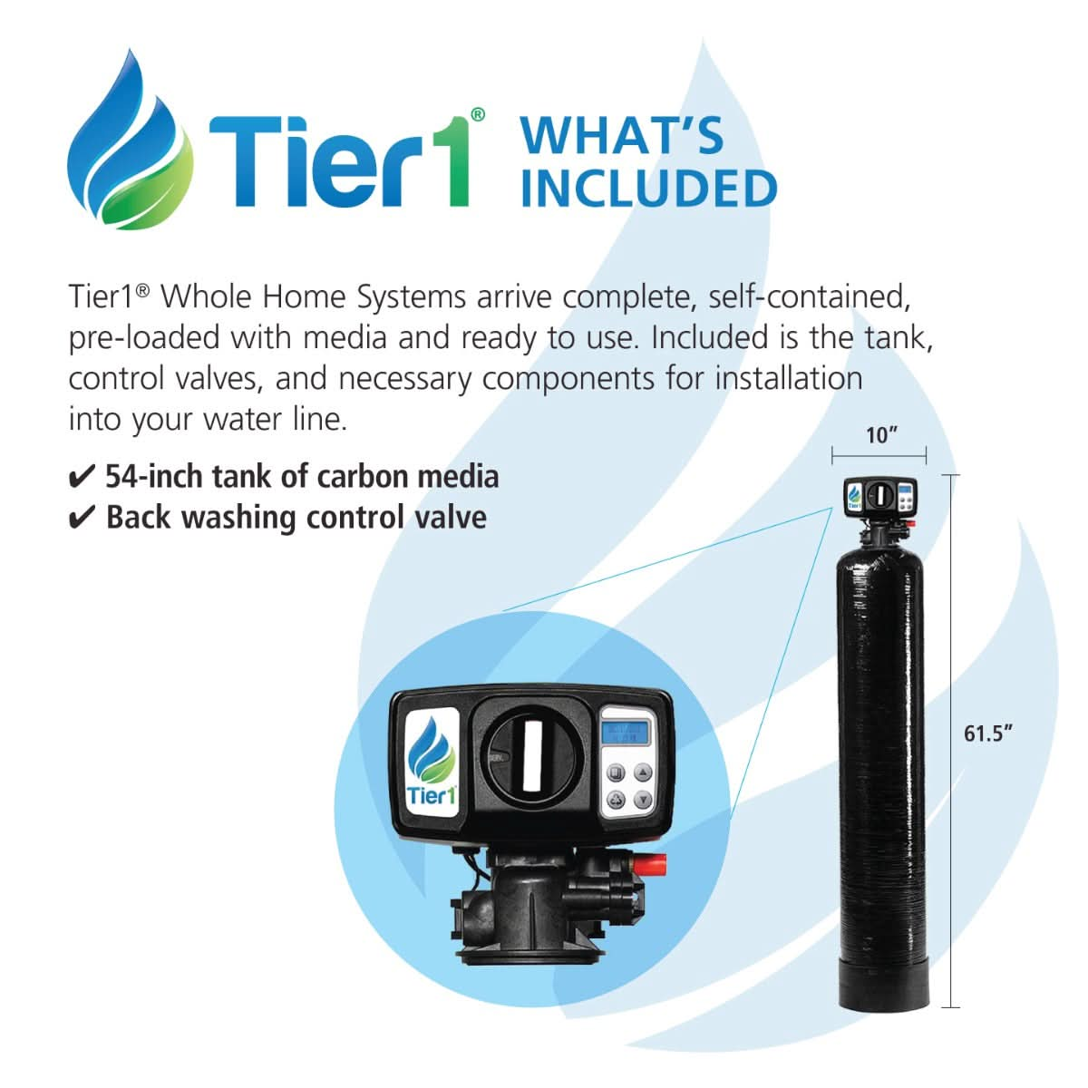 Precision Series Tier1 Whole House Water Filtration System for Chlorine, Taste & Odor Reduction for 4 - 6 Bathrooms